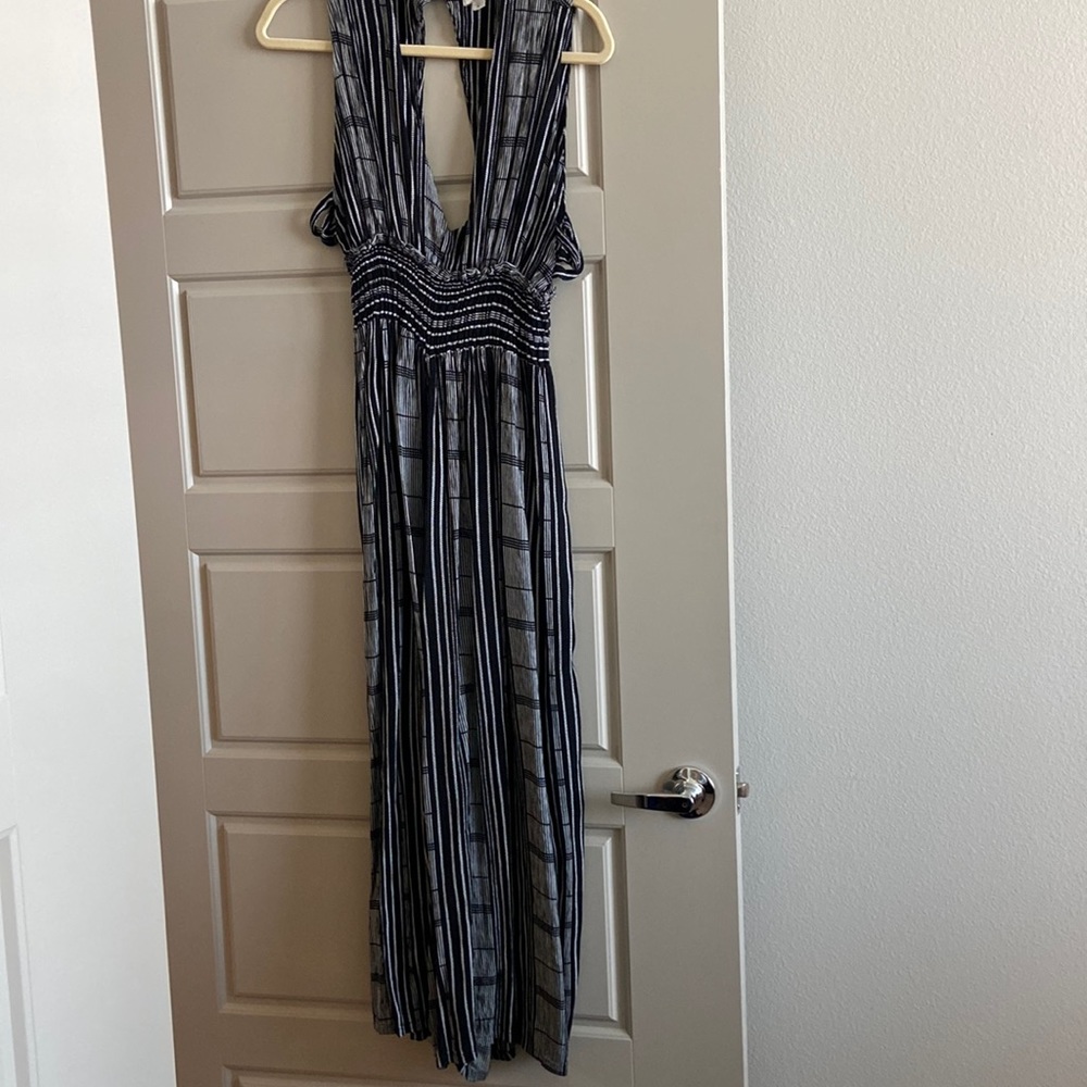 Ecote black and white stripe romper, size S
